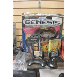 SEGA GENESIS WITH GAMES AND CONTROLLERS
