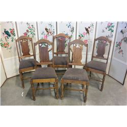 FIVE VINTAGE DINING CHAIRS