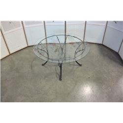 ROUND IRON GLASSTOP COFFEE TABLE