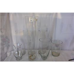 7 LARGE GLASS VASES