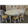 Image 2 : ROUND MODERN DINING TABLE WITH LEAF AND SIX ARROWBACK CHAIRS