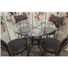 Image 2 : GLASSTOP METAL BISTRO TABLE AND 4 BARSTOOLS