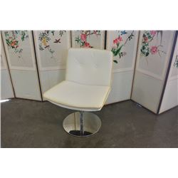 PAIR OF WHITE LEATHER GAS CHAIRS