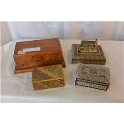 LOT OF 4 ORNATE JEWELLRY BOXES