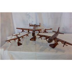 THREE WOOD MODEL AIRPLANES