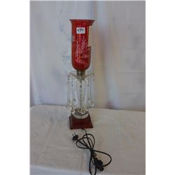 VINTAGE CRYSTAL AND RUBY LAMP