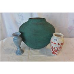 THREE POTTERY VASES