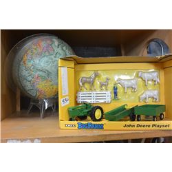 NEW JOHN DEERE TOY SET AND GLOBE