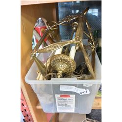 VINTAGE SHOE LATHS AND SYTHES AND VINTAGE HANGING LIGHT