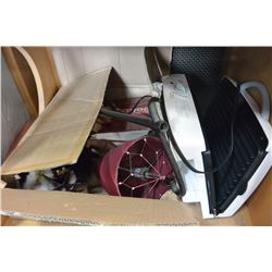 BOX OF CHRISTMAS ITEMS AND PANINI GRILL
