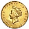 Image 1 : $1 Indian Head Gold Type 2 Over 150 Years Old Smallest Minted Coin 15 MM Diam.