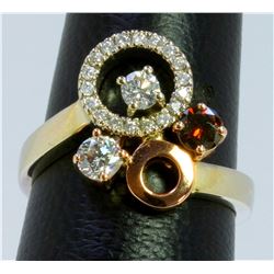 14K WHITE AND ROSE GOLD RING 6.80GRAM DIAMOND 0.60CT / BROWN DIAMOND 0.23CT