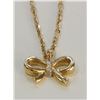 Image 2 : 14K YELLOW GOLD BOW PENDANT WITH CHAIN:2g/Diamond:0.03ct