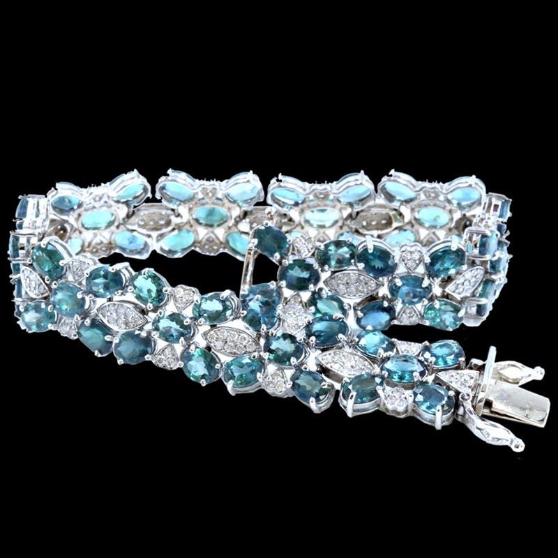 15.93CT NATURAL ALEXANDRITE 14K WHITE GOLD BRACELET
