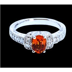 1.07CT NATURAL SPESSARTITE 14K WHITE GOLD RING