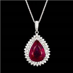 19.54CT NATURAL RUBELLITE 18K WHITE GOLD PENDANT
