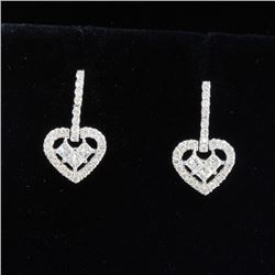 18K White Gold And Diamond Earring Round Shape Diamond-0.60ct Princess Shape Diamond- 0.59ct Weight-