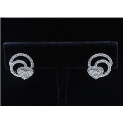 18K White Gold And Diamond Earring Round Shape Diamond-1.19ct Princess Shape Diamond- 0.67ct Weight-