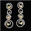 Image 1 : 18K White&Yellow  Gold And Diamond  Dangling Earring Round Shape Diamond-2.61ct Princess Shape Yello