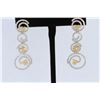 Image 3 : 18K White&Yellow  Gold And Diamond  Dangling Earring Round Shape Diamond-2.61ct Princess Shape Yello