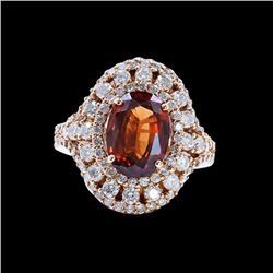 3.44CT NATURAL MALAYA GARNET 18K ROSE GOLD RING