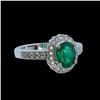 Image 2 : 1.21CT NATURAL COLUMBIAN EMERALD 14K WHITE GOLD RING