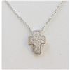 Image 2 : 14K WHITE GOLD CROSS PENDANT WITH CHAIN:2.3g/Diamond:0.18ct