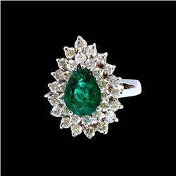 1.73CT NATURAL COLUMBIAN EMERALD 18K WHITE GOLD RING