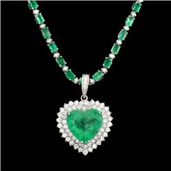 13.75CT NATURAL COLUMBIAN EMERALD 18K W/G PENDANT AND CHAIN