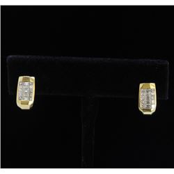 18K White Gold And Diamond Earring Princess Shape Diamond-0.64ct Baguette Shape Diamond- 0.54ct Weig