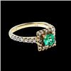 Image 2 : 0.54CT NATURAL COLUMBIAN EMERALD 14K YELLOW GOLD RING
