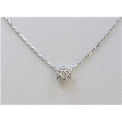 14K WHITE GOLD PENDANT WITH CHAIN :2.66g/Diamond:0.19ct