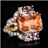 Image 1 : GIA 10.42CT NATURAL ORANGE CEYLON SAPPHIRE 18K WHITE AND ROSE GOLD RING