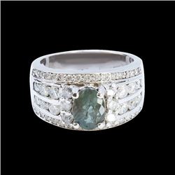 1.60CT NATURAL ALEXANDRITE 18K WHITE GOLD RING