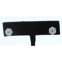 14K WHITE GOLD DIAMOND CLUSTER EARRING:3.18 GRAMS/DIAMOND:1.34CT