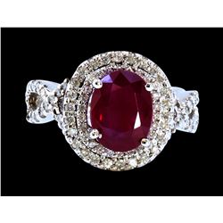 GIA 4.08CT NATURAL RUBY 14K WHITE GOLD RING