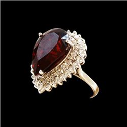 21.23CT NATURAL MALAYA GARNET 14K WHITE GOLD RING