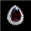 Image 4 : 21.23CT NATURAL MALAYA GARNET 14K WHITE GOLD RING