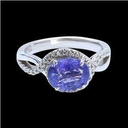 2.70CT NATURAL TANZANITE 14K WHITE GOLD RING