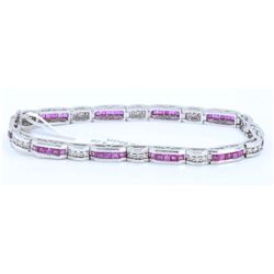 14K White Gold Ruby Bracelet :16.65 Grams/Ruby:4.28ct/Diamond:0.71ct/#R8005
