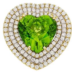 GIA 12.54CT NATURAL BURMA PERIDOT 18K WHITE AND YELLOW GOLD RING