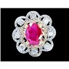 Image 1 : GIA 4.04CT NATURAL BURMA RUBY(NO LEAD FILLING) 14K WHITE GOLD RING