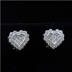 18K White Gold And Diamond Earring Round Shape Diamond-1.53ct Princess Shape Diamond- 1.41ct Weight-