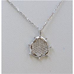 14K WHITE GOLD PENDANT WITH CHAIN :2.74g/Diamond:0.19ct