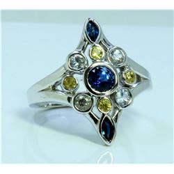 14K WHITE GOLD RING 6.70GRAM / SAPPHIRES 1.3CT