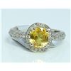 Image 1 : 14K WHITE GOLD RING 4.8 GRAM  DIAMOND 0.66CT YELLOW SAPPHIRE 1.5CT