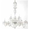 Image 1 : A good 20th century glass two tier twelve branch chandelier, with fluted scroll branches and cut...