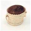 Image 1 : A French early 19th century ivory pin cushion in the form of a basket, engine turned basket shape...