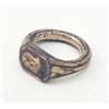 Image 1 : A 15th century gilt metal thumb ring-seal, incised with a St. Andrews cross, 1.25 ins....