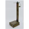 Image 1 : A mahogany weighing scale, the platform base with tall stem with brass balance also inset with a...